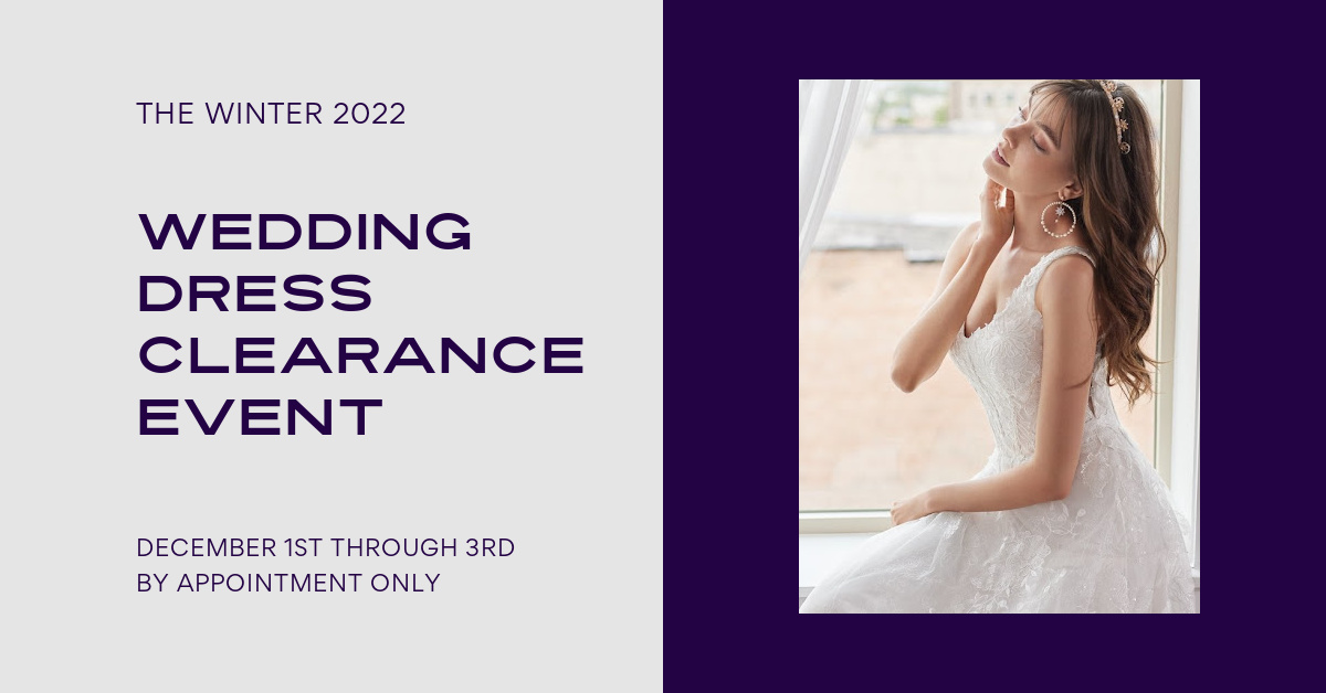 Learn more about the Winter Wedding Dress Clearance Event here!